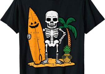 Halloween Surfer Skeleton Costume Hawaii Surf Men Women Kids T-Shirt