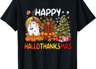 Halloween Thanksgiving Christmas Happy HallowThanksMas T-Shirt