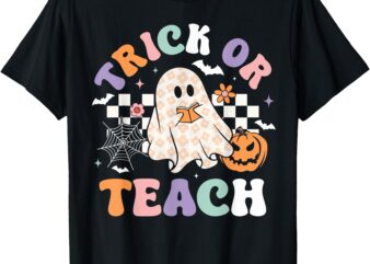 Halloween Trick Or Teach Cute Ghost Funny Teacher Men Women T-Shirt