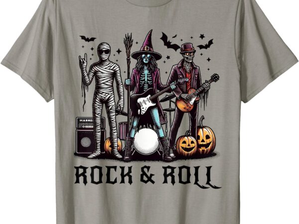 Halloween witch zombie and mummy funny rock & roll band t-shirt