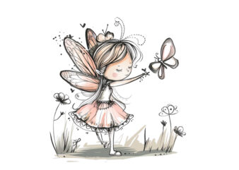 Hand drawn beautiful cute little fairy