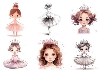 Hand drawn beautiful lovely little ballerina