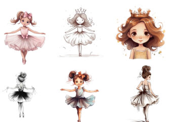 Hand drawn beautiful lovely little ballerina