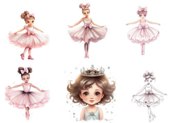 Hand drawn beautiful lovely little ballerina