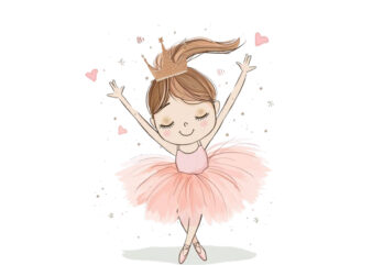 Hand drawn beautiful lovely little ballerina