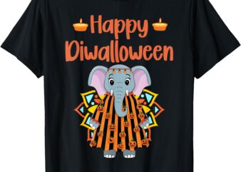 Happy Diwalloween Halloween Diwali Pumpkin Lantern Deepaval T-Shirt