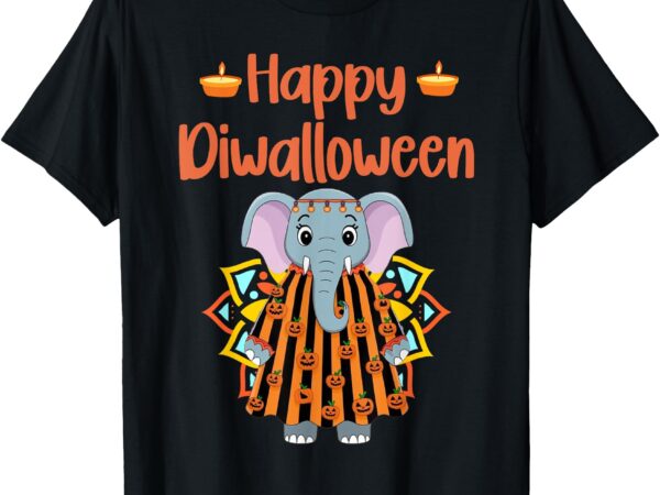 Happy diwalloween halloween diwali pumpkin lantern deepaval t-shirt