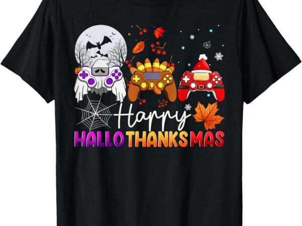 Happy hallothanksmas game controller gamer hallothanksmas t-shirt