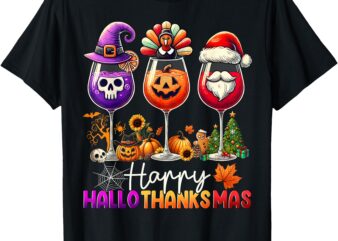 Happy Hallothanksmas Halloween Thanksgiving Christmas T-Shirt