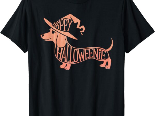 Happy halloweenie weiner dog cute dachshund witch hat t-shirt