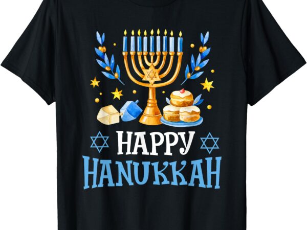 Happy hanukkah menorah dreidel ugly chanukah kids women men t-shirt