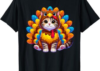 Happy Thanksgiving Cat Turkey Costume Christmas Day T-Shirt