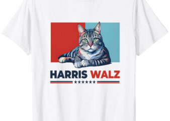 Harris Walz 2024 Obviously Democrat Cat, Madam President, Vote Blue T-Shirt