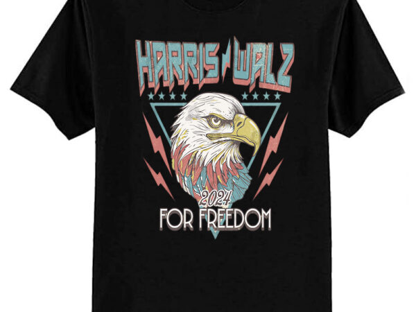 Harris walz 2024 vintage eagle for freedom retro 80s 90s kamala harris 2024 t-shirt