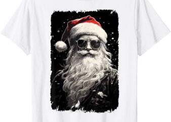 Hipster Santa Sunglasses Cool Santa Claus Vintage Christmas T-Shirt