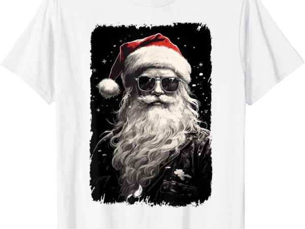 Hipster santa sunglasses cool santa claus vintage christmas t-shirt