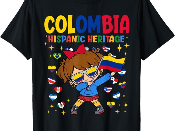 Hispanic heritage month colombia flag colombian girl kids t-shirt