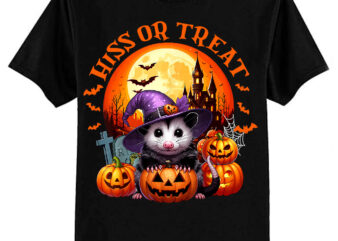 Hiss Or Treat Halloween Pumpkin Witch Opossum Scary Possum T-Shirt ltsp