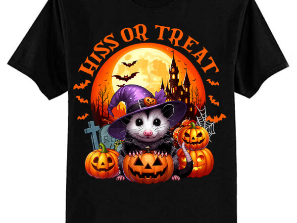 Hiss or treat halloween pumpkin witch opossum scary possum t-shirt ltsp