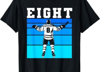 Hockey Boy 8th Birthday Eight Ice Hockey Birthday Party T-Shirt