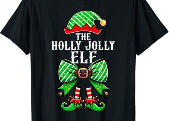 Holly Xmas Jolly Elf Coquette Bow Christmas Family Matching T-Shirt