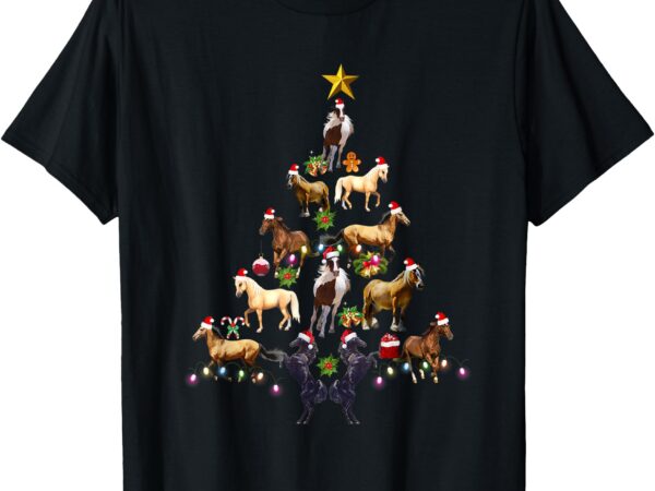 Horses christmas tree horse xmas equestrian for women girls t-shirt