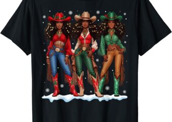 Howdy Retro Western Black Cowgirl African Merry Christmas T-Shirt