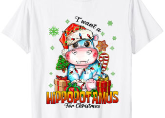 I Want A Hippopotamus For Christmas Hippo Christmas Lights Shirt ltsp