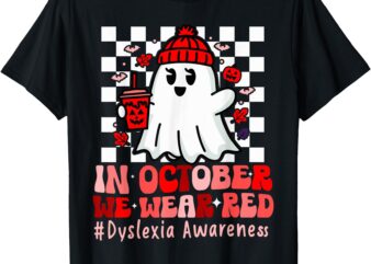 I Wear Red Dyslexia Awareness Month Ghost Halloween T-Shirt