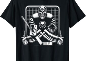 Ice Hockey Goalie Skeleton Youth Halloween Costume Boys 2024 T-Shirt