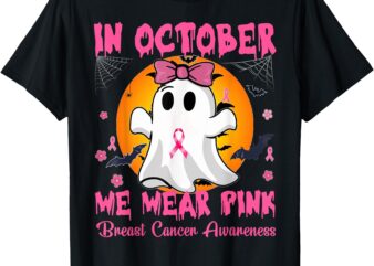 In October We Wear Pink Breast Cancer Awareness Halloween T-Shirt