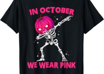 In October We Wear Pink Breast Cancer Pumpkin Halloween Boys T-Shirt