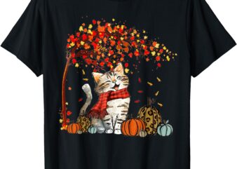 It’s Fall Y’all Cat Leaf Fall Tree Hello Autumn Thanksgiving T-Shirt