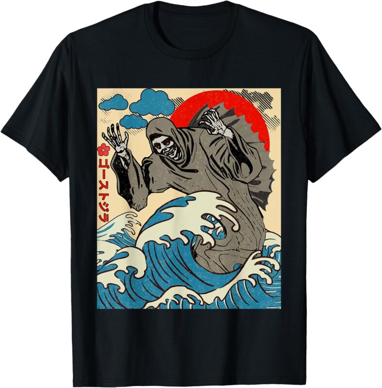 Japanese Art Ghostzilla Funny Ghost Gifts For Men Women Kid T-Shirt