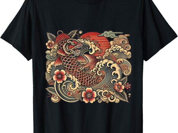 Japanese vintage retro koi dragon t-shirt