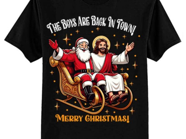 Jesus and santa claus the boys are back in a town ltsp vector clipart