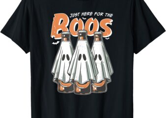 Just Here For The Boos, Halloween Booze Ghost Beer Bottles T-ShirtJust Here For The Boos, Halloween Booze Ghost Beer Bottles T-Shirt