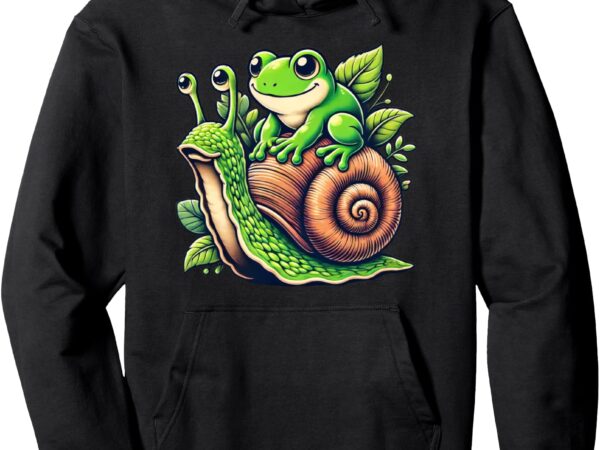 Kawaii frog snail apparel pullover hoodie t shirt vector art