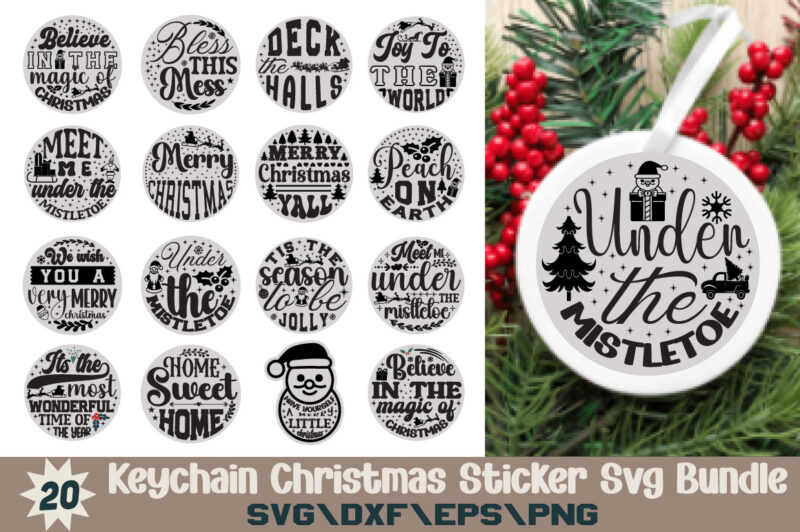 Christmas Keychain sticker T-shirt Bundle Christmas Keychain sticker SVG Bundle