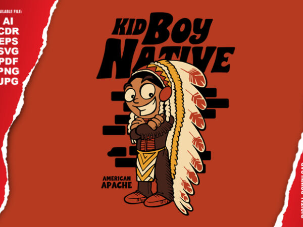 Kid boy native t shirt vector art