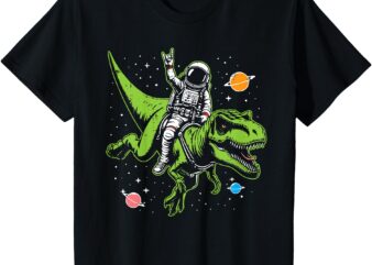 Kids Astronaut On Dino Trex Rock Space Rocker Boys Kids Toddler T-Shirt