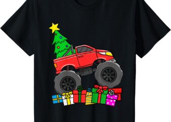 Kids Boys Monster Truck Christmas Tree Toddler T-Shirt