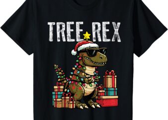 Kids Christmas Dinosaur Tree Rex Xmas Trex Toddler Boys Kid Youth T-Shirt