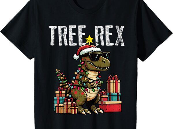 Kids christmas dinosaur tree rex xmas trex toddler boys kid youth t-shirt