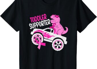 Kids Toddler Supporter T-Rex Kids Breast Cancer Awareness Boys T-Shirt