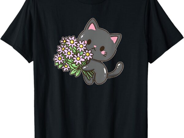 Kitty with flowers t-shirt