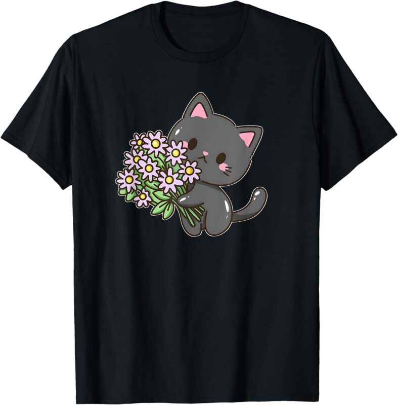 Kitty with Flowers T-Shirt