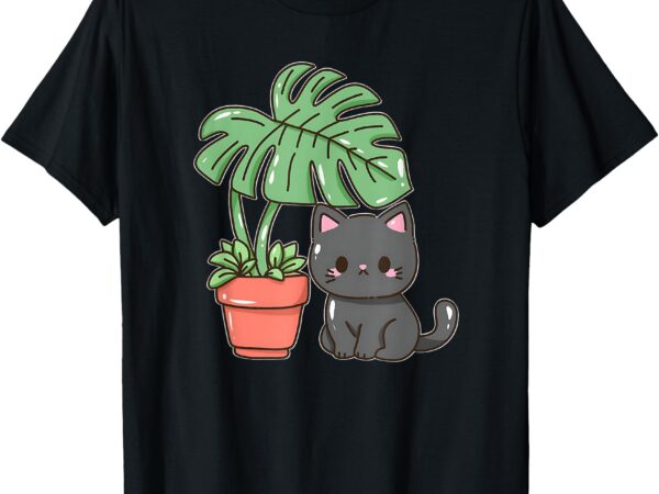 Kitty with monster plant t-shirt