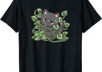 Kitty with Pathos Plant T-Shirt