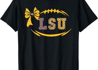 LSU Tigers Football Bow Patterned Letter Logo T-Shirt